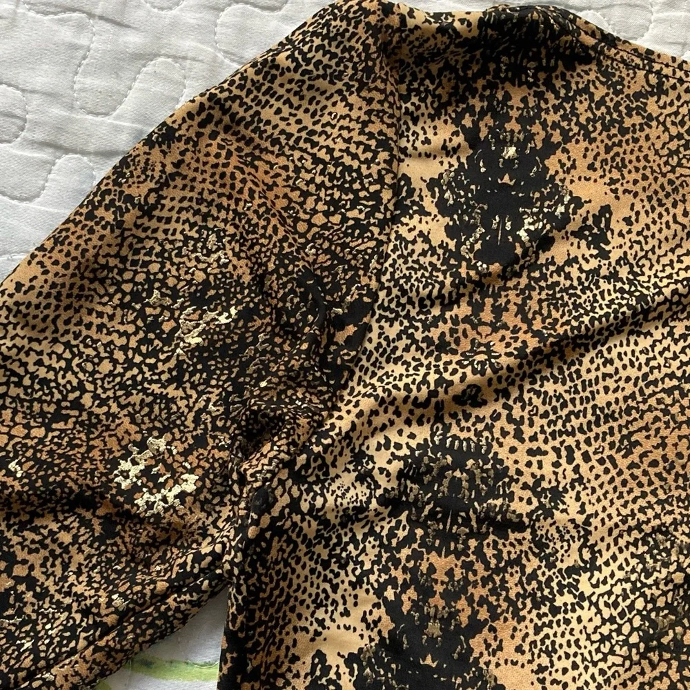 Vintage 90s Leopard Print Tie Up Rave Top π - Picture 6 of 7
